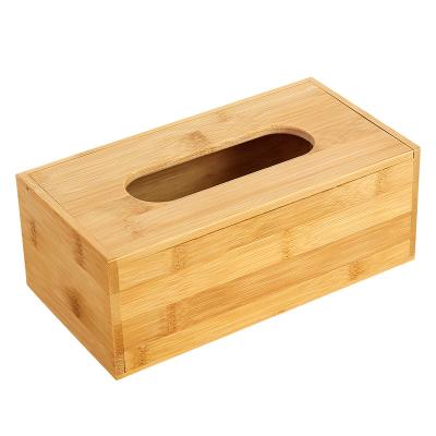 China Modern Nature 100% Bamboo Tissue Paper Box With Cover Fit Bathroom Vanity Countertops Bedroom Night Stands Desks for sale