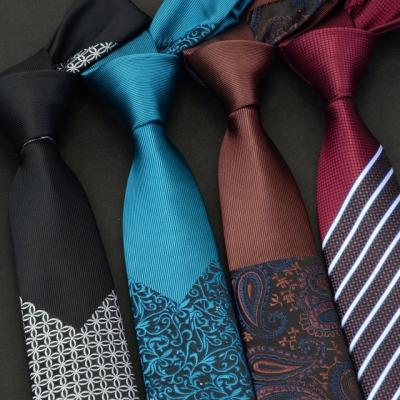 China Fashion Mens Skinny Ties Plaid Luxury Floral Ties Slim Tie Business Wedding Classic Tie For Men for sale