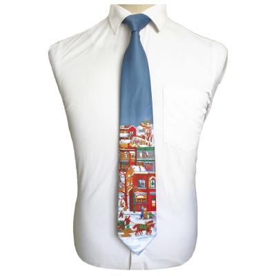 China 2022 New Men's Customized Fashion Customized Christmas Snowflakes Printed Tie Tie for sale