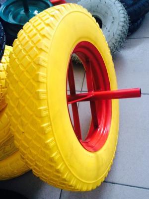 China Zwart Geel Oranje Solid PU Foam Wheels voor Barrow Te koop