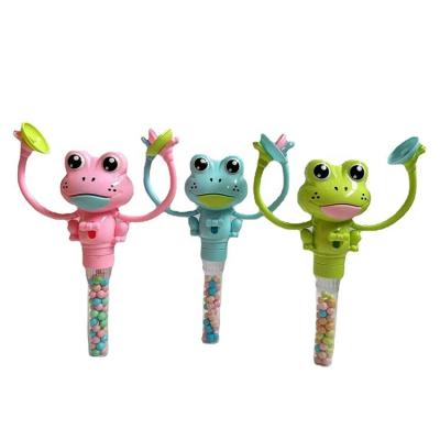 China Cartoon Toys Candy Filled Toys Hand Applause Frog Toy Candy Sweet For Kids for sale