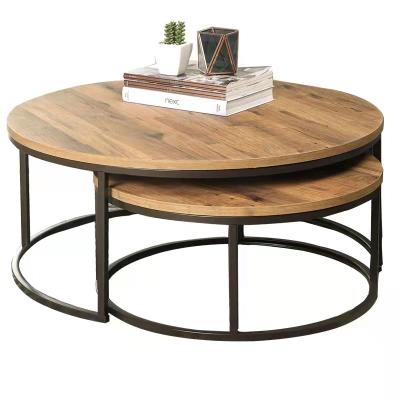 China Best Selling Acceptable Stylish Design Wooden Top With Metal Legs Around Multifunctional Coffee Table for sale