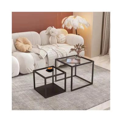 China High quality wholesale acceptable tempered glass nordic steel transparent top gold furniture style small coffee table for sale