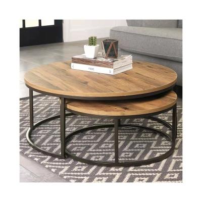 China Acceptable solid wood single side table round table small apartment heaven and earth combination iron art industrial style living room for sale