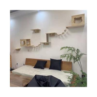 China Viable wholesale cat climbing frame sisal lining column cat wall track stepping stone wall hanging cat climbing fram for sale