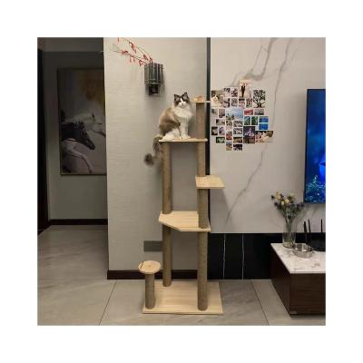 China Sustainably Supply High Quality Vertical Three-Layer Cat Tree Cat Climbing Frame Floor Cat Climbing Frame for sale