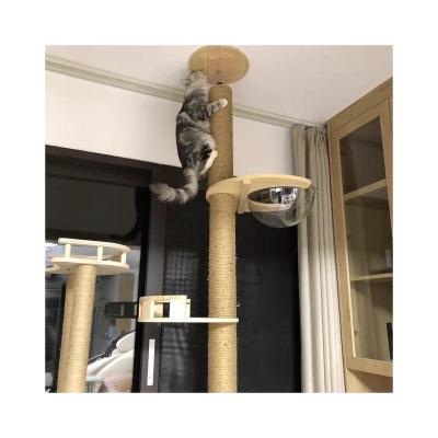 China Viable Luxury Simple Inexpensive Scraper Tower With Wooden Platform Floor To Ceiling Cat Climbing Frame for sale