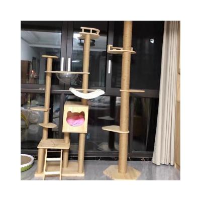 China Fashion Sustainable Pet Factory Direct Sale Tongtian Sisal Cat Climbing Frame Solid Wood Bamboo Cat Litter for sale