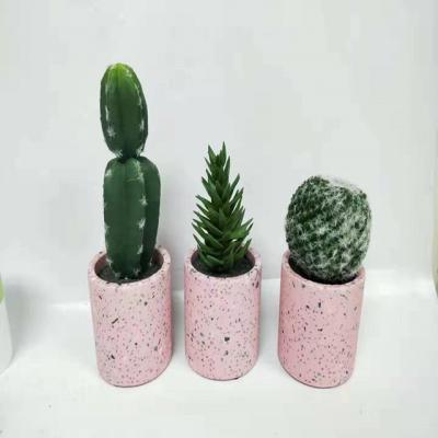 China Terrazzo Pink Design Pot New Hot Sale Handmade Cactus Plants Elegant Mini Resin Flower Pot For Factory for sale