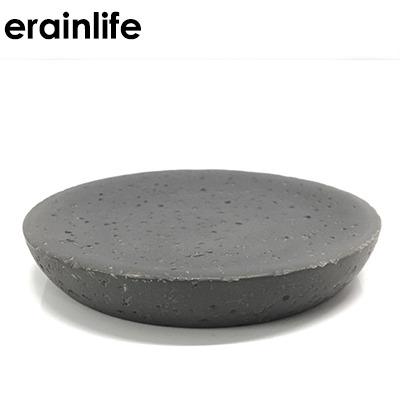 China Modern Gray Concrete Round Shape Concrete Soap Dish for sale