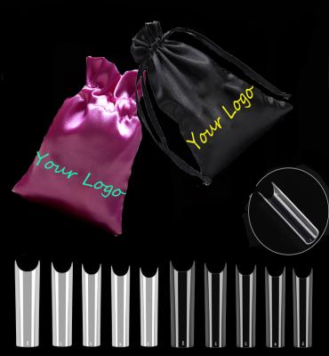 China 500 Pcs/Bag XXL XXXL Coffin Shape French Nails Tips Straight Clear C Curve Cover Half Square Fake Nails Tip for sale