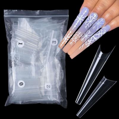 China XL Coffin Nail Tip 504pcs Straight Clear Acrylic Half Cover Nail Tips Artificial Nails Fakenail Long Fake XL Coffin for sale