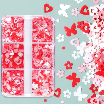 China Manicure Nail Accessories Love Heart Glitter Flakes Nail Art Decorations Manicure Nails Accessories Manicure Valentines Day for sale