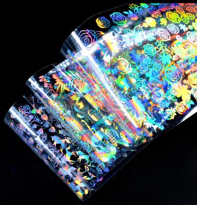 China Easy Apply Starry Fancy Laser Nail Stickers Transfer Printing Nail Art False Nails Manicure Accessories for sale