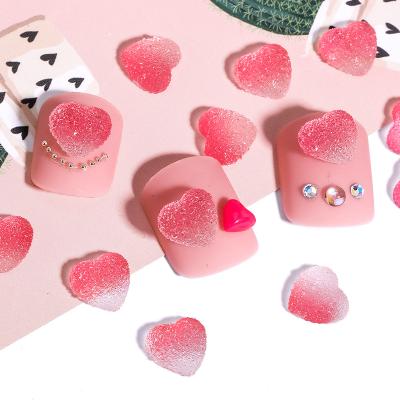 China Easy Apply Cute Jelly Resin Pink Mini 3D Heart Nail Art Decoration Charms for sale