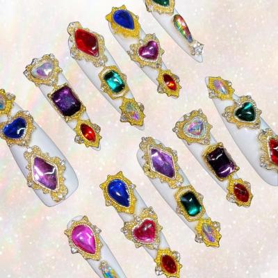 China Nail Rhinestone Decorations Mix To Shape Glass Nail Art Accessories Nail Rhinestone Decorations Flat Bottom Rhombus Alloy Jewelry for sale