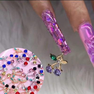 China Nail Charms Acrylic Material Dangle Nails Piercing Charm Cherry Loop Creative Nail Crystal Nails Rhinestone for sale