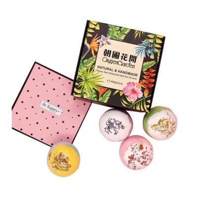 China New Skin Cleansing Product Customizable Skin Cleansing Flower Blast Natural Mineral Herbal Dry Bath Salt Bath Ball for sale