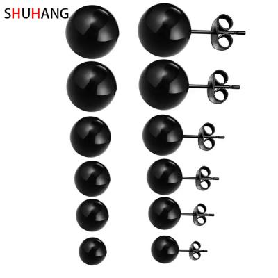 China Cute Wholesale Women Stainless Steel Earring Ball Plug SHUHANG Screw Earrings Nickel Free Hot Selling Female Surgical Female for sale