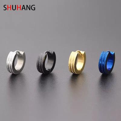 China SHUHANG Stainless Steel Circle Hoop Earrings CLASSIC Hypoallergenic Fashion Huggie Punk Earrings Piercing Jewelry Gift For Boys Girls for sale