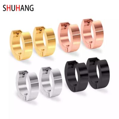 China Hiphop SHUHANG Fashion European Circle Wear Earring Fancy Design 14k Gold Daily Circle Earring For Women Earrings for sale