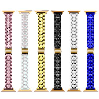 China Luxury.Simple.Fashion Suitable for Apple watch strap PC electroplating small waist three-bead strap for sale