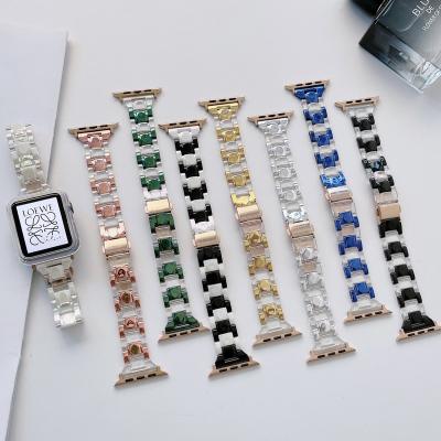 China Luxury.Simple.Fashion Fashion laser mix and match colorful transparent plastic strap Apple Watch 7 6 5 4 SE luxury strap for sale