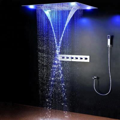 China Thermostatic Faucets LED Fixed Shower Heads Ceiling Rain Waterfall Overhead Shower Head for sale