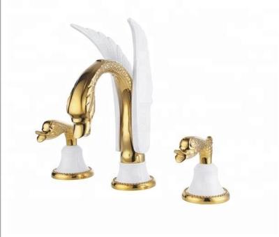 China Luxury Electric Faucets Gold Swan Basin Mixer Tap Faucets for sale