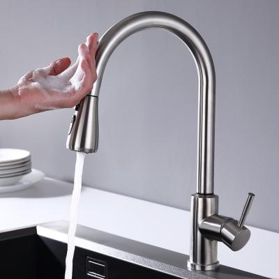 China Sense Faucets Pull Down Sprayer Kitchen Sink Faucet Hot Outdoor Sprayer Stainless Steel Spray Chrome Handle Faucet for sale