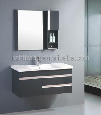 China Hot Sale Space Saver Black PVC Wall Mount Contemporary Used Bathroom Vanity Cabinets for sale