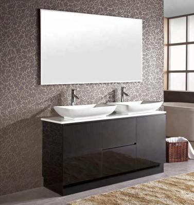 China CLASSIC White Black Double Mirror Basins Modern MDF Bathroom Vanity for sale