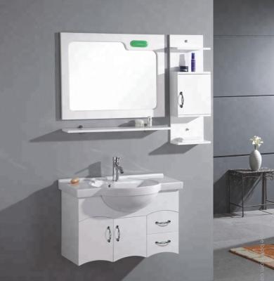 China Modern Wall Mounted White 2 Side Doors Vanity Shelf Modern PVC Bathroom Cabinet for sale