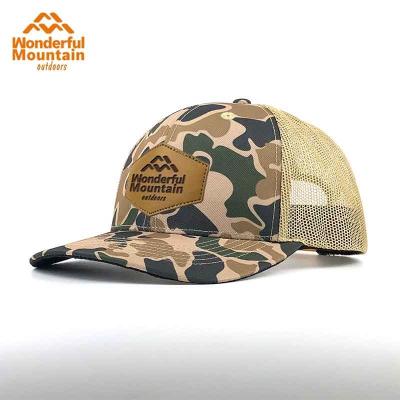 China Richardson 112 High Quality Custom Style Leather Patch Hat Trucker Mesh Panel Camouflage 6 Logo Camouflage 6 Hot Selling Empty Hat for sale