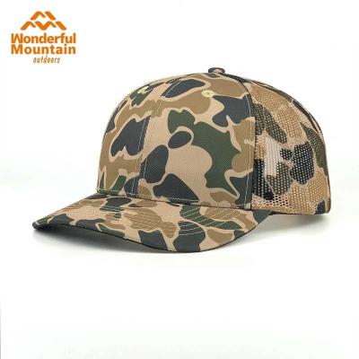 China Richardson 112 COMMON Premium Custom Leather Patch Cap Full Camouflage 6 Panel Mesh Trucker Patch Hat Old School Quality Empty Hat for sale