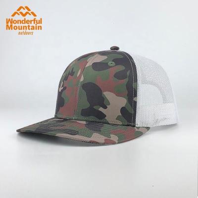 China Richardson 112 Custom Wholesale Custom Leather Rubber Style Embroidery Patch Trucker Mesh Panel Mesh Panel Camouflage 6 Hat for sale