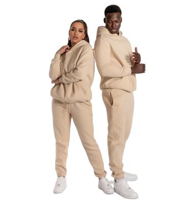 China Breathable Clothing Pure Color Women Basic Sports Set Couple Men's Hoodie And Jogger Set for sale