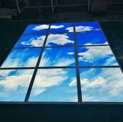 China Customized logo 36W 600*600 modern frameless flat panel lighting blue cloud light panel sky blue led panel light for sale