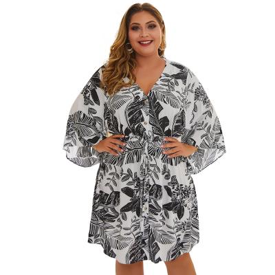 China Cheap anti-static hot sale plus size fashion printed summer dress for fat women for sale