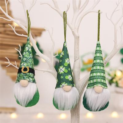 China 3Pcs Nonwovens St Patricks Day Gnome Ornaments St Patricks Day Pendant Decorations Patrick Green Clover Faceless Doll Irish Saint Gnomes for sale