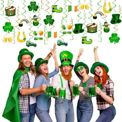 China Wholesale Hot Paper+foil St. Patricks Day Decoration 36 Pcs Ceiling Hanging Swirls for sale