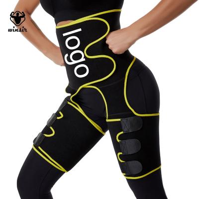 China Hot Selling Viable High Quality 3 in 1 Body Shaper Tummy Control Thigh Leg Trimmer Waist Trainer with Butt Lifter Logo and Straps Women for sale