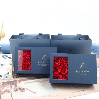 China Wholesale Valentine's Day Gift Lover's Rose Flowers Mother's Day Gift Set Necklace Valentine Flower Box/Mothers Day Gift/Wedding Gift For Valentines for sale