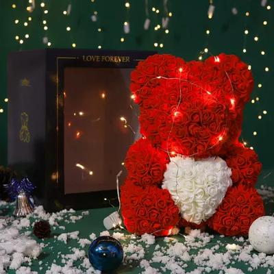 China Wholesale Single Foam Teddy Rose Bear Fathers Day Gift Artificial Flower Valentines Mother's Day Gifts 25cm 40cm With Heart for sale