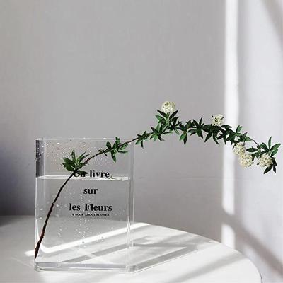 China Traditional Custom Made Tabletop Book Vase Acrylic Flower Vase Acrylic Transparent Vase for sale