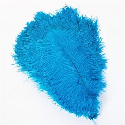 China Cheap Natural Blue Artificial Dye Ostrich Feather Handmade For Wedding for sale