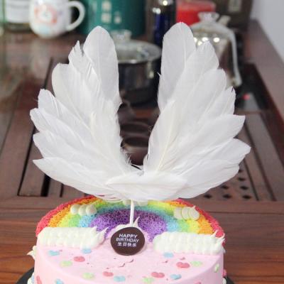 China Feather Feather Angel Wings Cake Cupcake Topper Decoration for Birthday Party and Wedding White Wings Cake Topper for sale