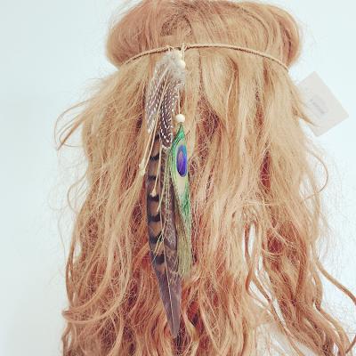 China Cheap Wooden Fancy Indians Wooden Beads Feather Boho Headband for sale