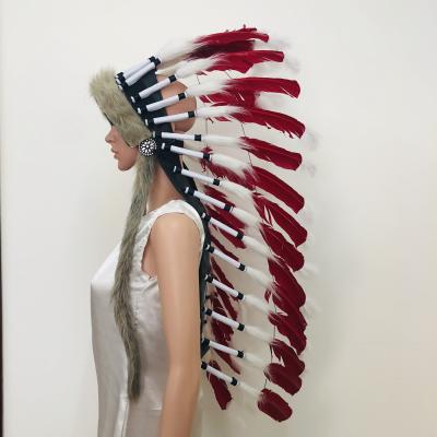 China Festival new style red feather headdress for indian for sale