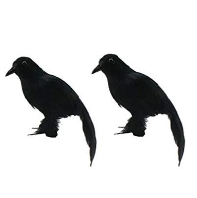 China Realistic Looking Black Feather Feather Halloween Prop Birds Crows Feather Feather Halloween Decoration (2-Pack) for sale